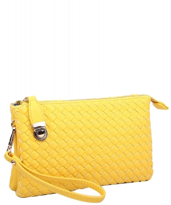 Fashion Woven Clutch Crossbody Bag WU112 YELLOW